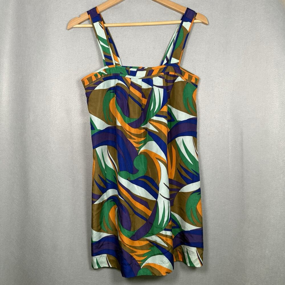 Eliot Silk Slip Dress Abstract Maximalist Pucci Inspired Short Colorful Sz S